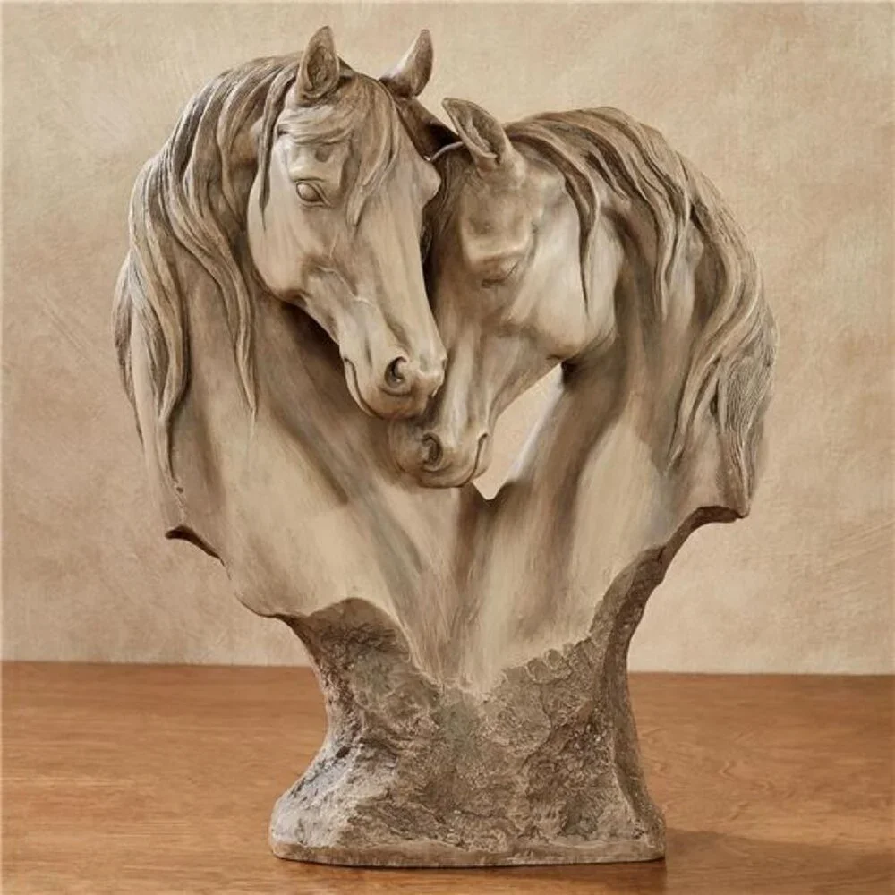 Touch of Class Loving Horses Table Sculpture Tan - Light Brown - Made of Resin